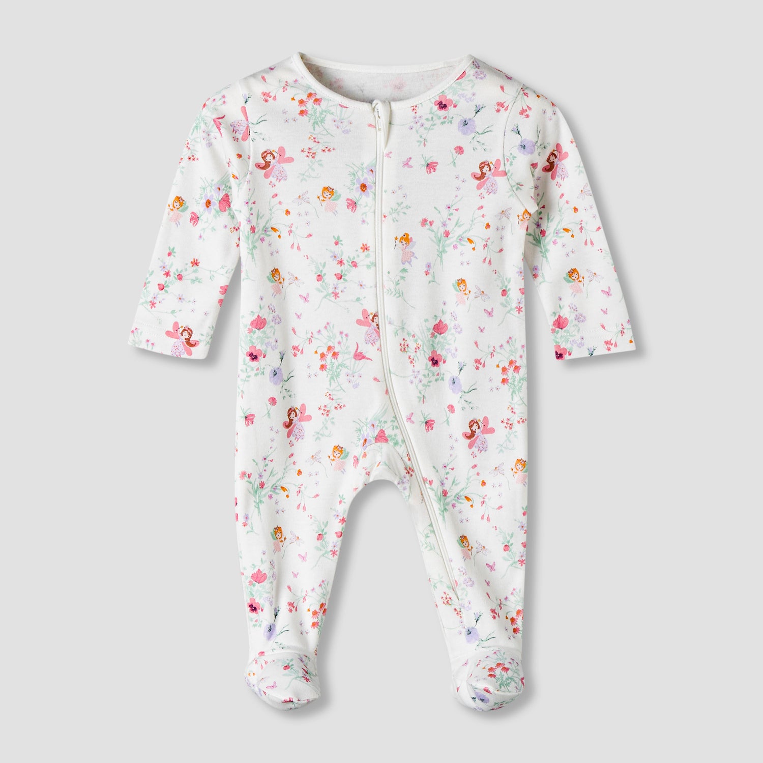 Pack of 5 Juniors Cotton Round Neck Long Sleeve Sleepsuit with Zip Closure