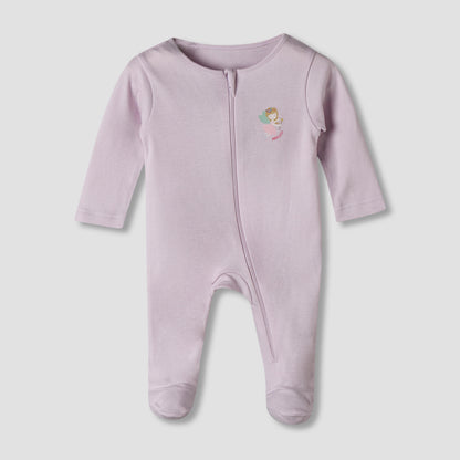 Pack of 5 Juniors Cotton Round Neck Long Sleeve Sleepsuit with Zip Closure