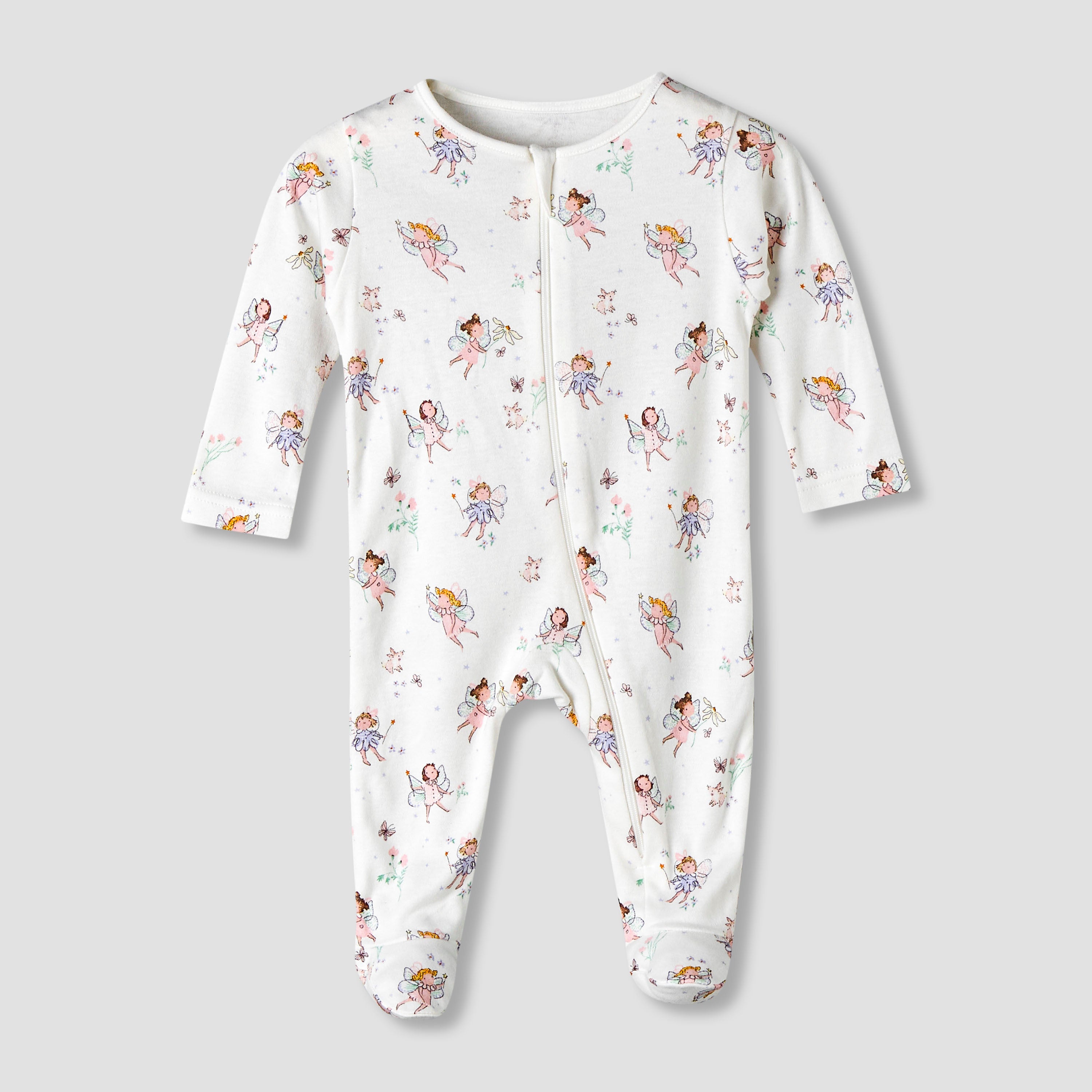 Pack of 5 Juniors Cotton Round Neck Long Sleeve Sleepsuit with Zip Closure
