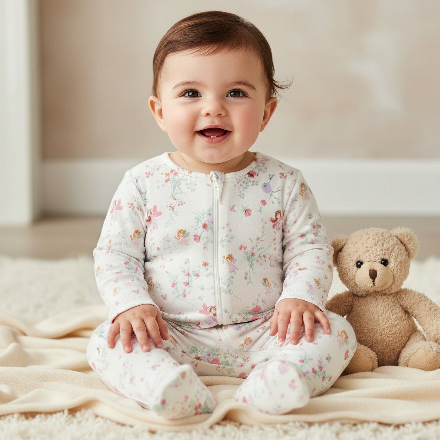 Pack of 5 Juniors Cotton Round Neck Long Sleeve Sleepsuit with Zip Closure