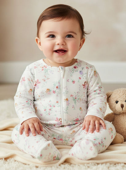 Pack of 5 Juniors Cotton Round Neck Long Sleeve Sleepsuit with Zip Closure-baby-girls-clothing-nightwear-sleepsuits-image-2