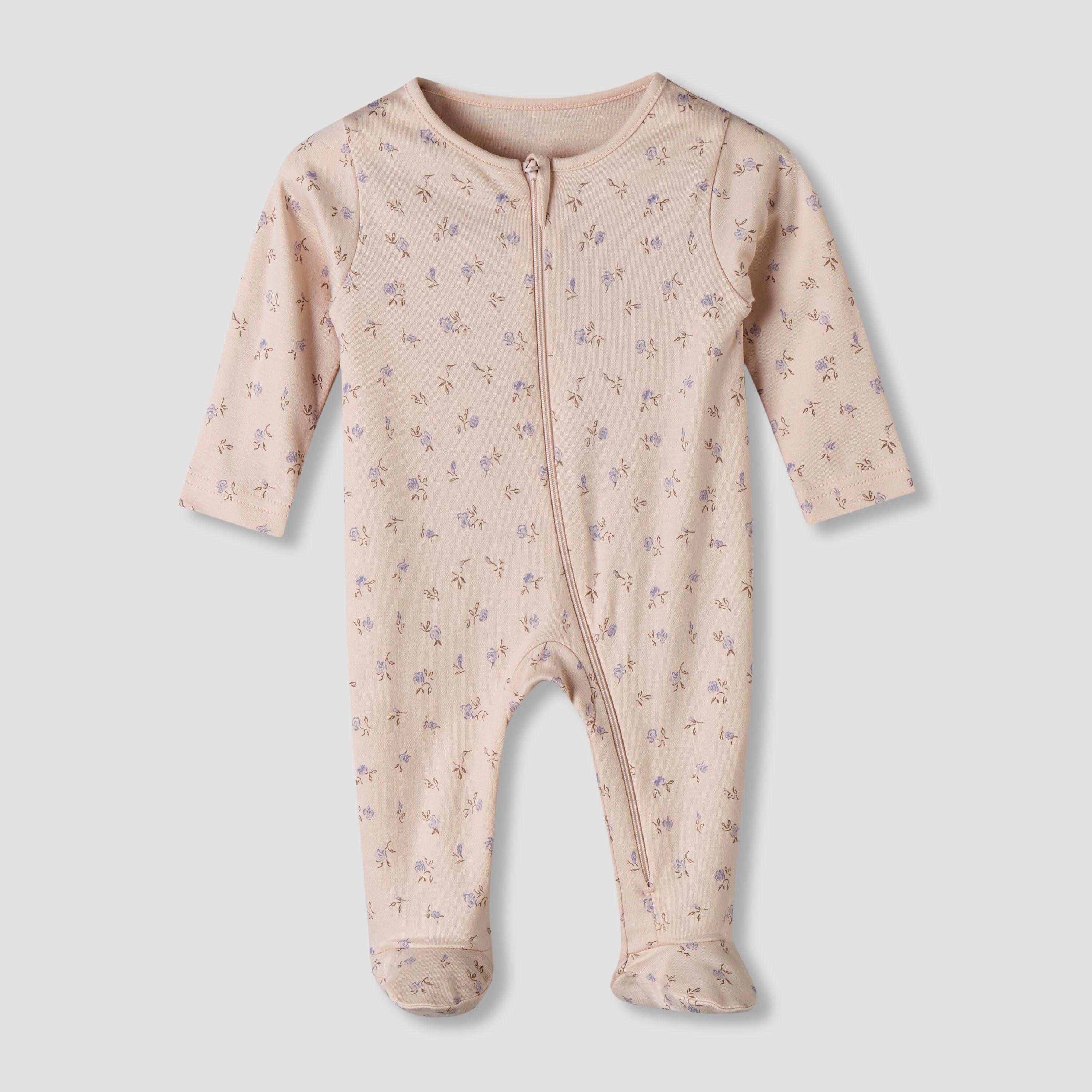 Pack of 5 Juniors Cotton Round Neck Long Sleeve Sleepsuit with Zip Closure