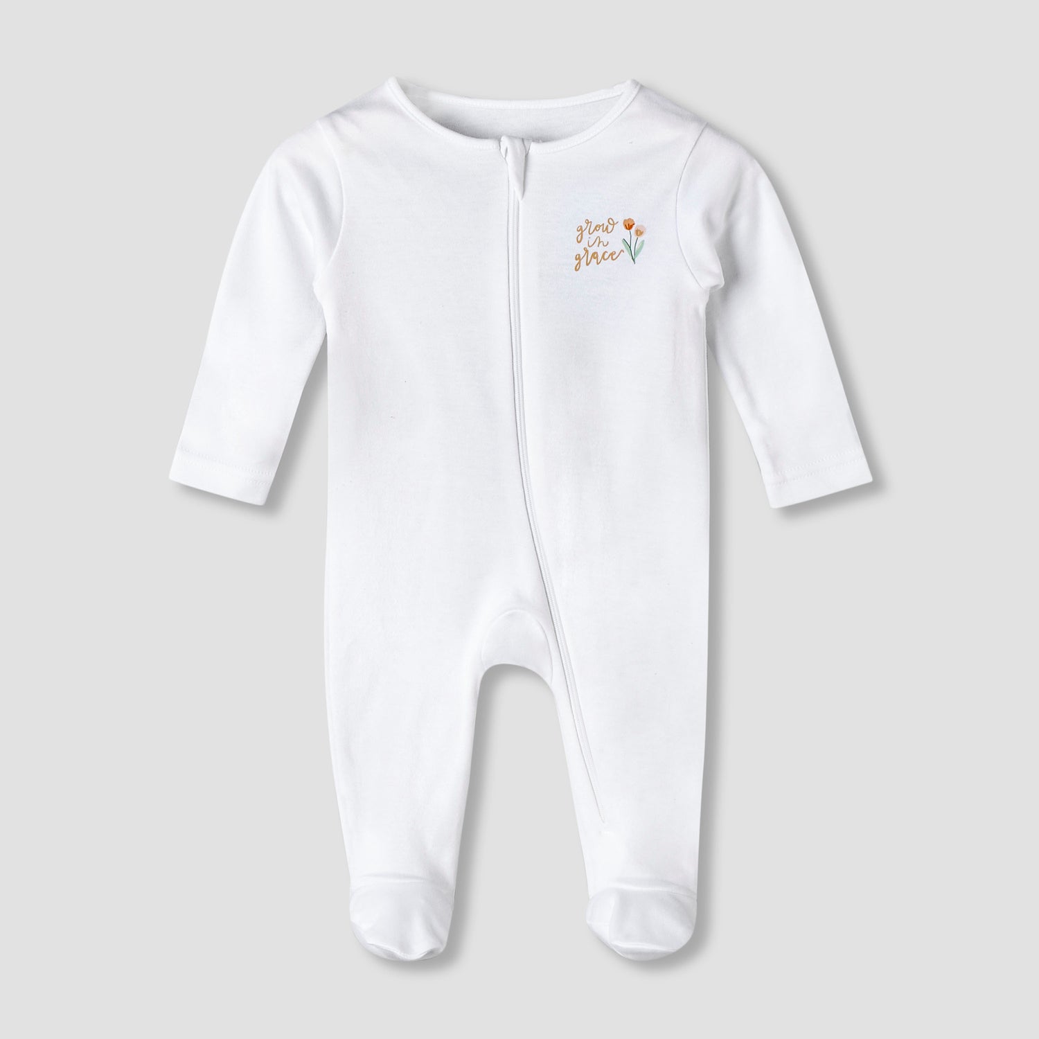 Pack of 5 Juniors Cotton Round Neck Long Sleeve Sleepsuit with Zip Closure