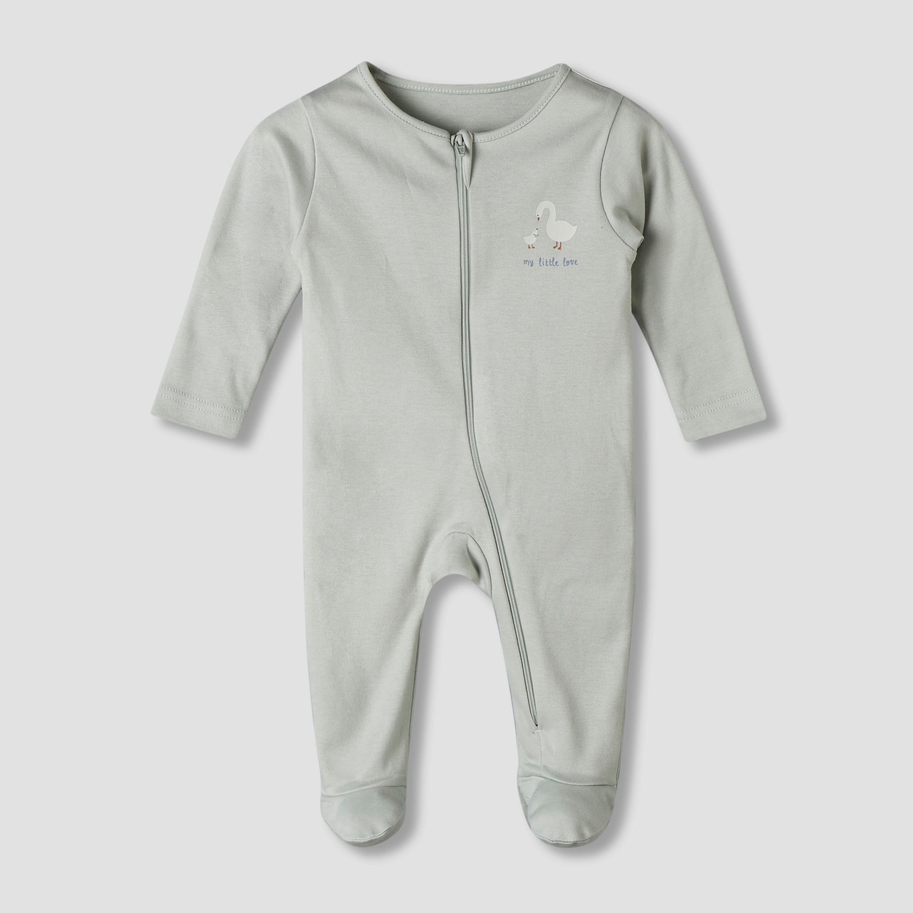 Pack of 5 Juniors Cotton Round Neck Long Sleeve Sleepsuit with Zip Closure