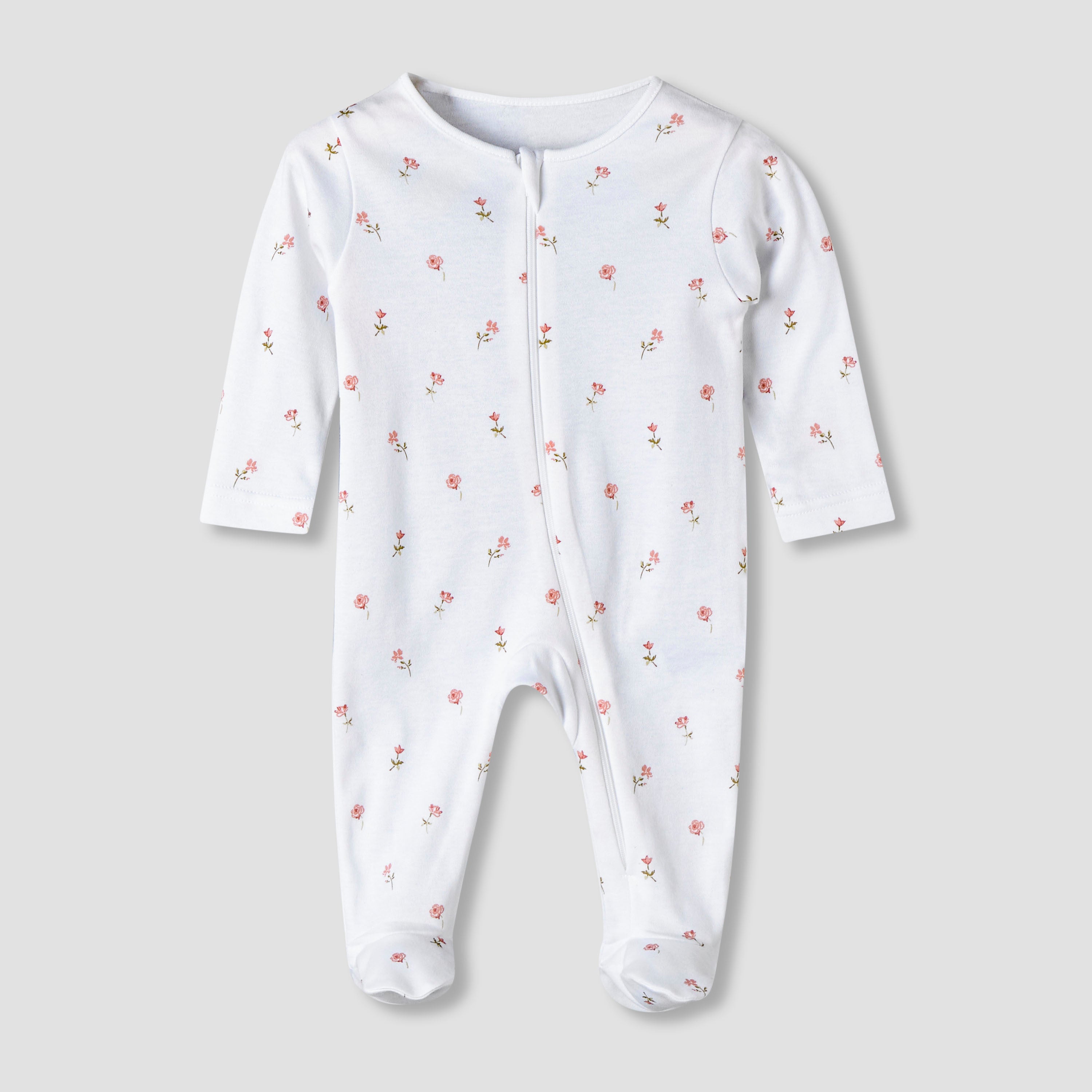 Pack of 5 Juniors Cotton Round Neck Long Sleeve Sleepsuit with Zip Closure