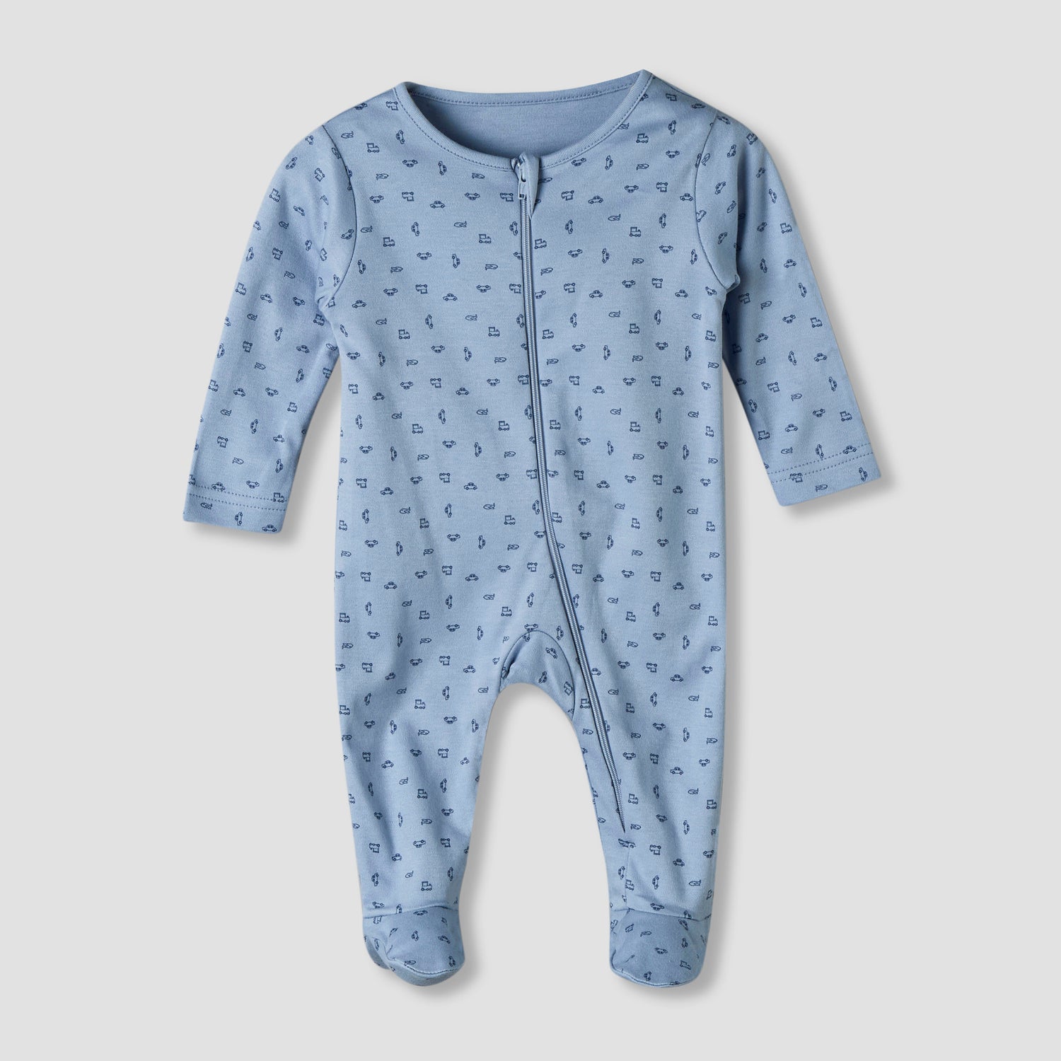 Pack of 5 Juniors Cotton Round Neck Long Sleeve Sleepsuit with Zip Closure