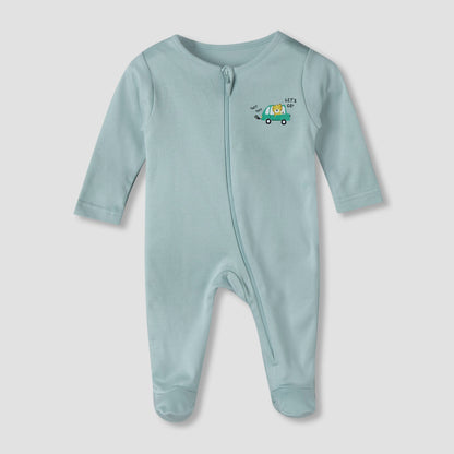 Pack of 5 Juniors Cotton Round Neck Long Sleeve Sleepsuit with Zip Closure