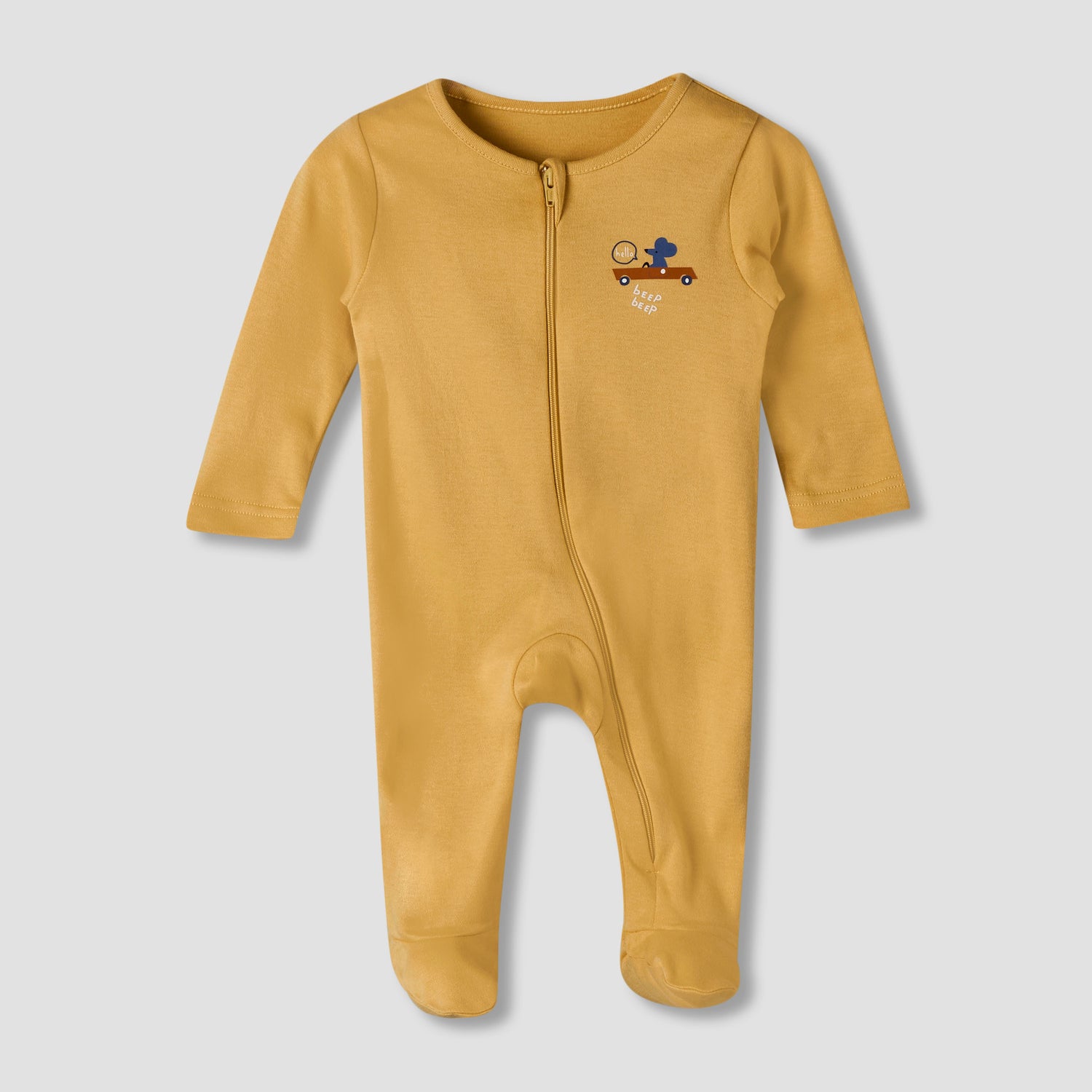 Pack of 5 Juniors Cotton Round Neck Long Sleeve Sleepsuit with Zip Closure