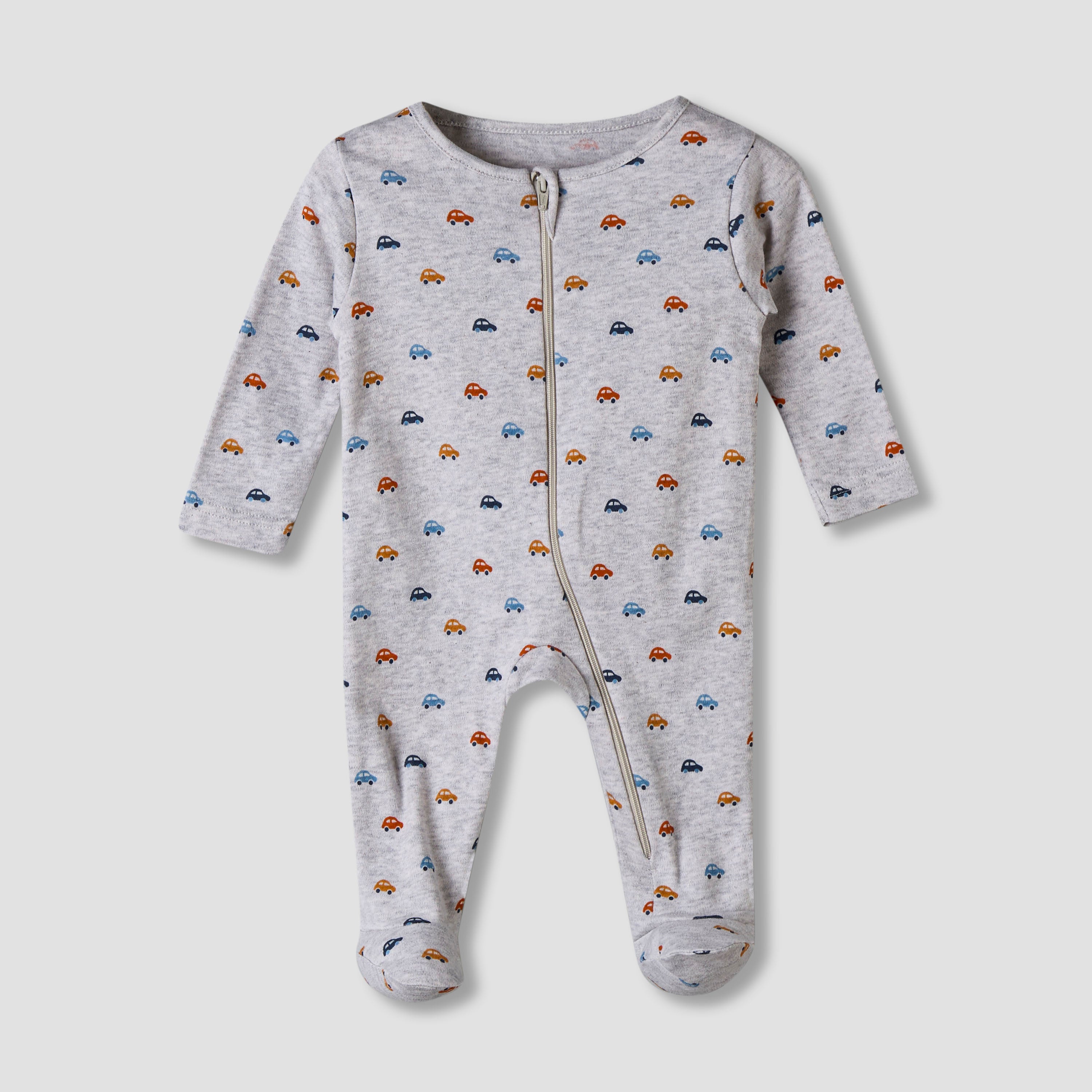 Pack of 5 Juniors Cotton Round Neck Long Sleeve Sleepsuit with Zip Closure