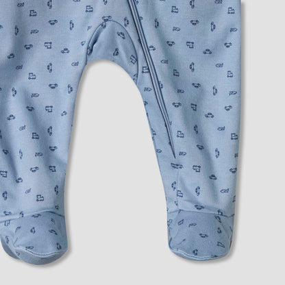 Pack of 5 Juniors Cotton Round Neck Long Sleeve Sleepsuit with Zip Closure