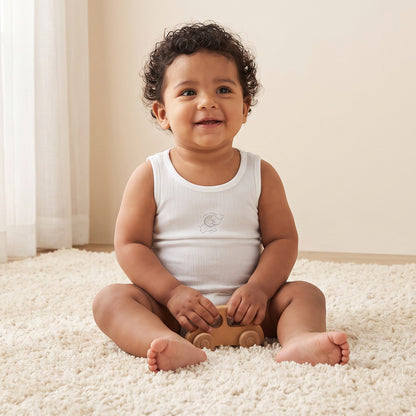 Pack of 7 Juniors Round Neck Sleeveless Bodysuit with Elephant Print