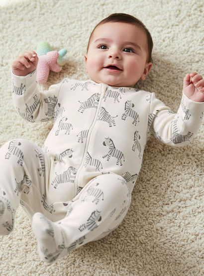 Pack of 5 Juniors Cotton Round Neck Long Sleeve Sleepsuit with Zip Closure-baby-boys-clothing-nightwear-sleepsuits-image-2