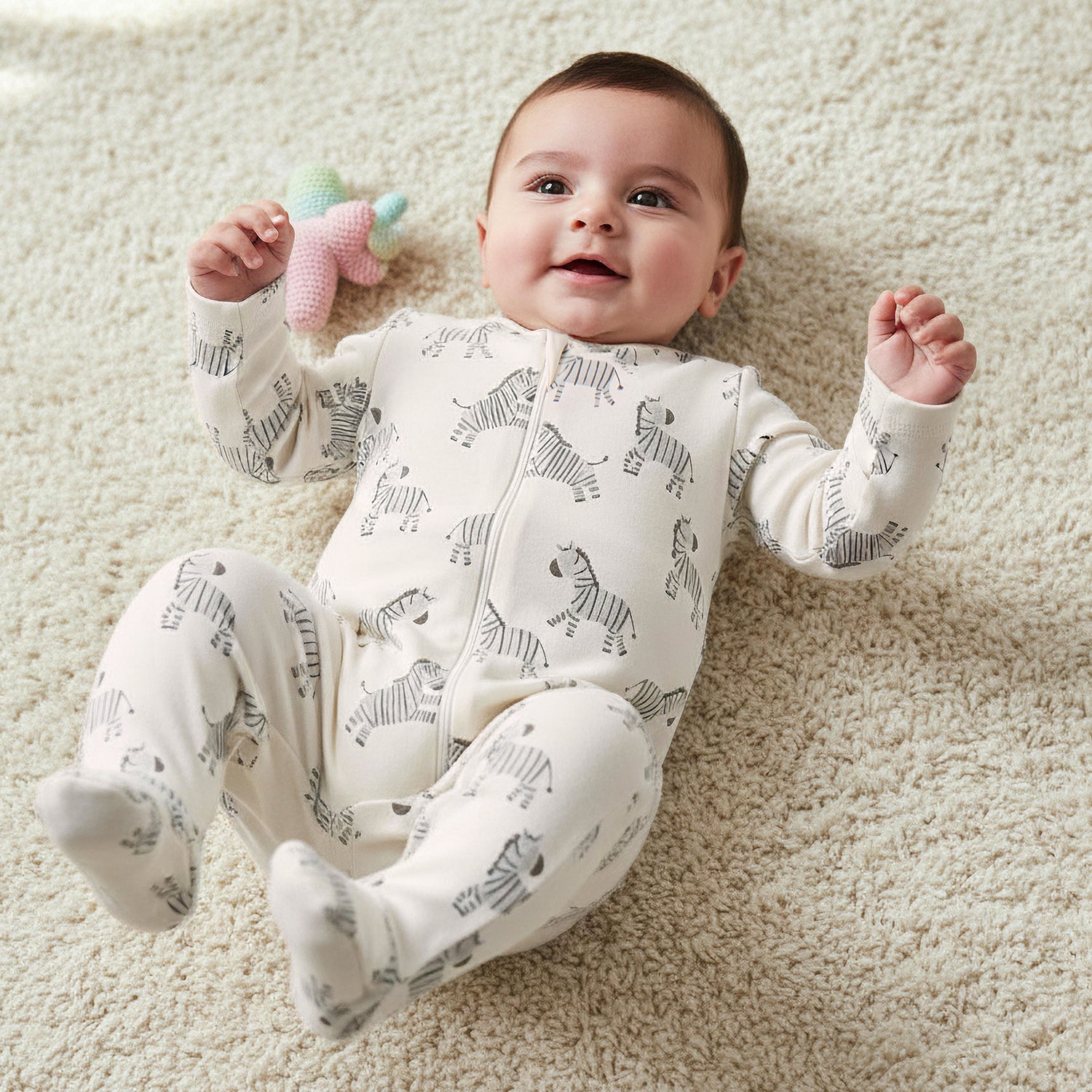 Pack of 5 Juniors Cotton Round Neck Long Sleeve Sleepsuit with Zip Closure