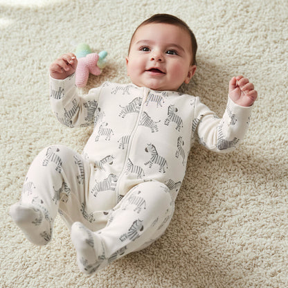 Pack of 5 Juniors Cotton Round Neck Long Sleeve Sleepsuit with Zip Closure