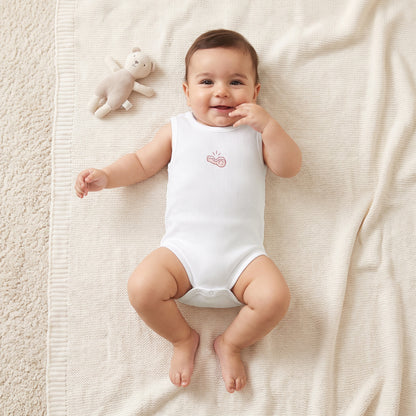 Pack of 7 Juniors Round Neck Sleeveless Bodysuit with Print