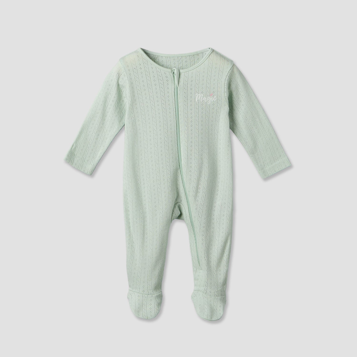 Pack of 3 Juniors Cotton Round Neck Long Sleeves Sleepsuit with Zip Closure