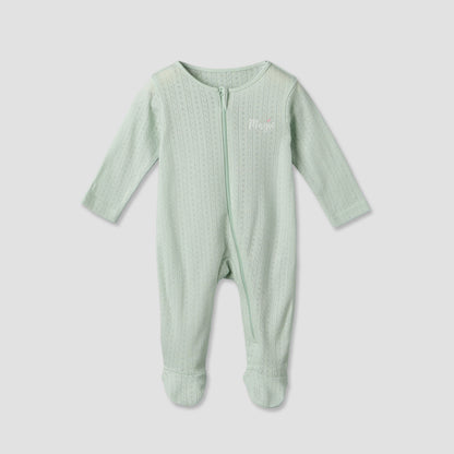 Pack of 3 Juniors Cotton Round Neck Long Sleeves Sleepsuit with Zip Closure