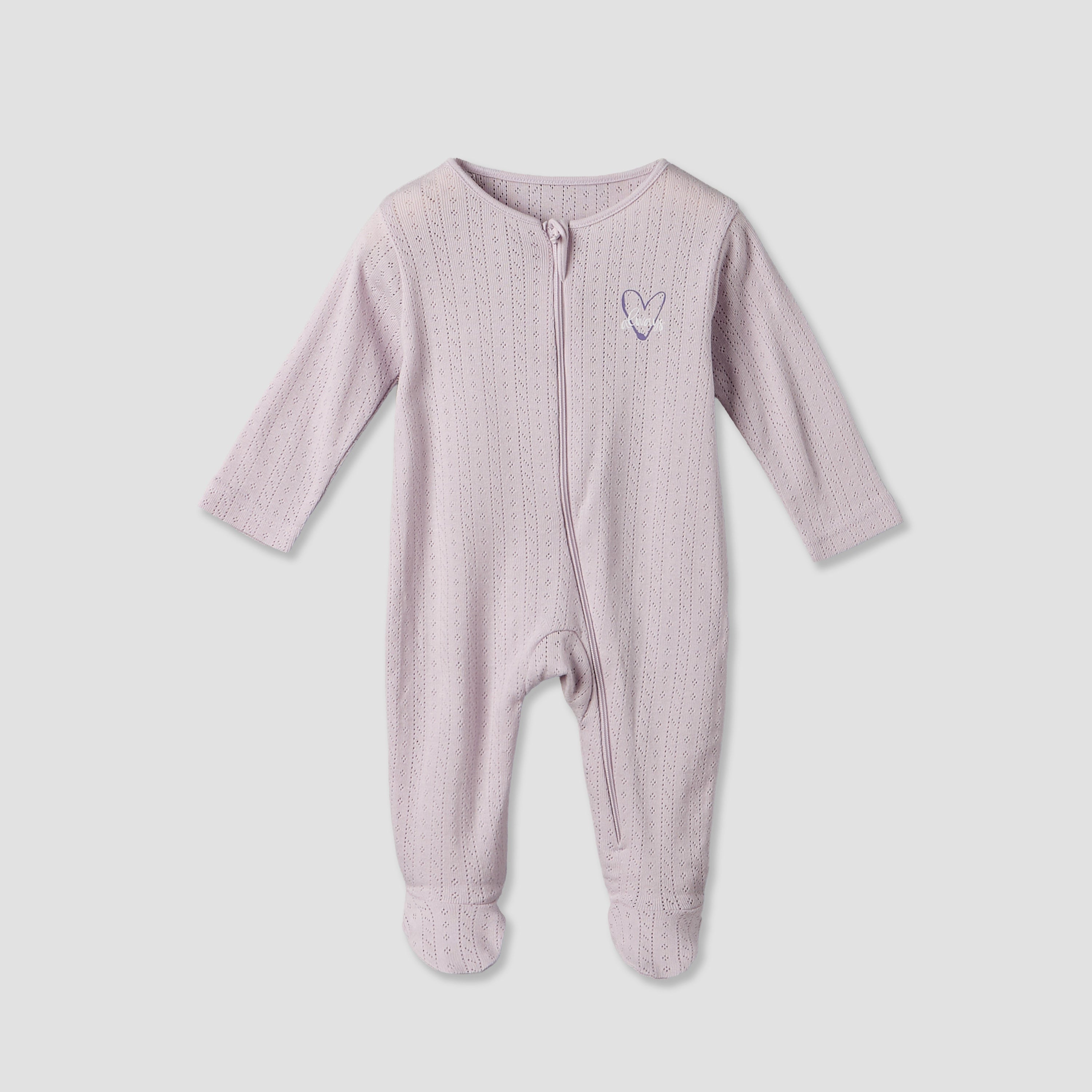 Pack of 3 Juniors Cotton Round Neck Long Sleeves Sleepsuit with Zip Closure