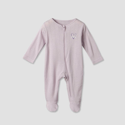 Pack of 3 Juniors Cotton Round Neck Long Sleeves Sleepsuit with Zip Closure