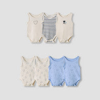 Juniors Animal Print Sleeveless Bodysuit with Button Closure - Set of 7-undefined-image-1