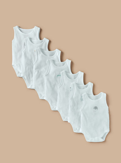 Juniors Animal Print Sleeveless Bodysuit with Button Closure - Set of 7-promo_babyshop_Buy2for115_UAE130126-image-1