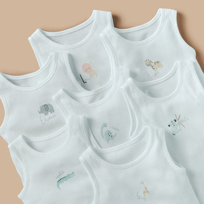 Juniors Animal Print Sleeveless Bodysuit with Button Closure - Set of 7