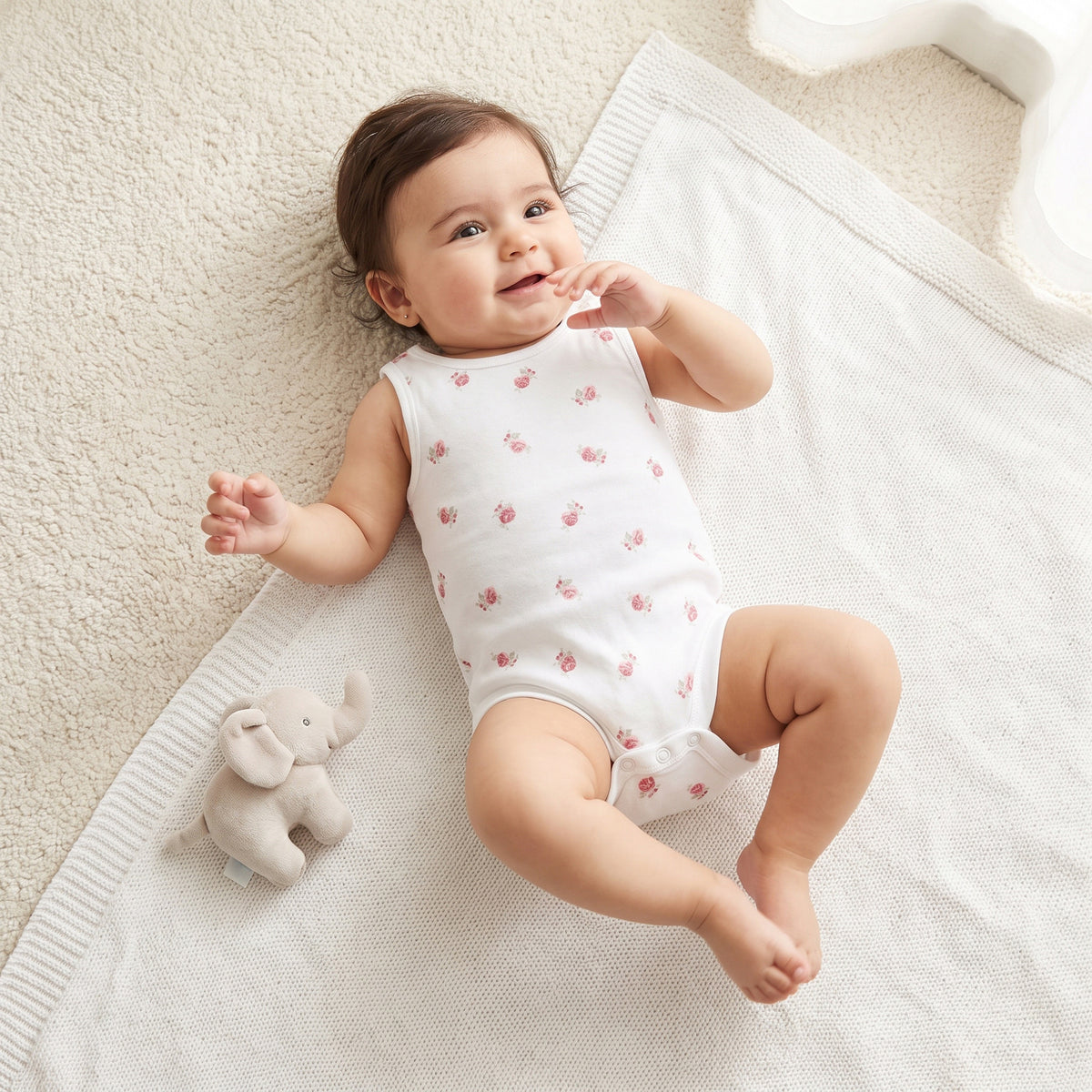 Pack of 5 Juniors Crew Neck Sleeveless Bodysuit with Floral Print