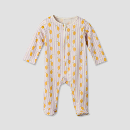 Pack of 3 Juniors Cotton Round Neck Long Sleeves Sleepsuit with Zip Closure