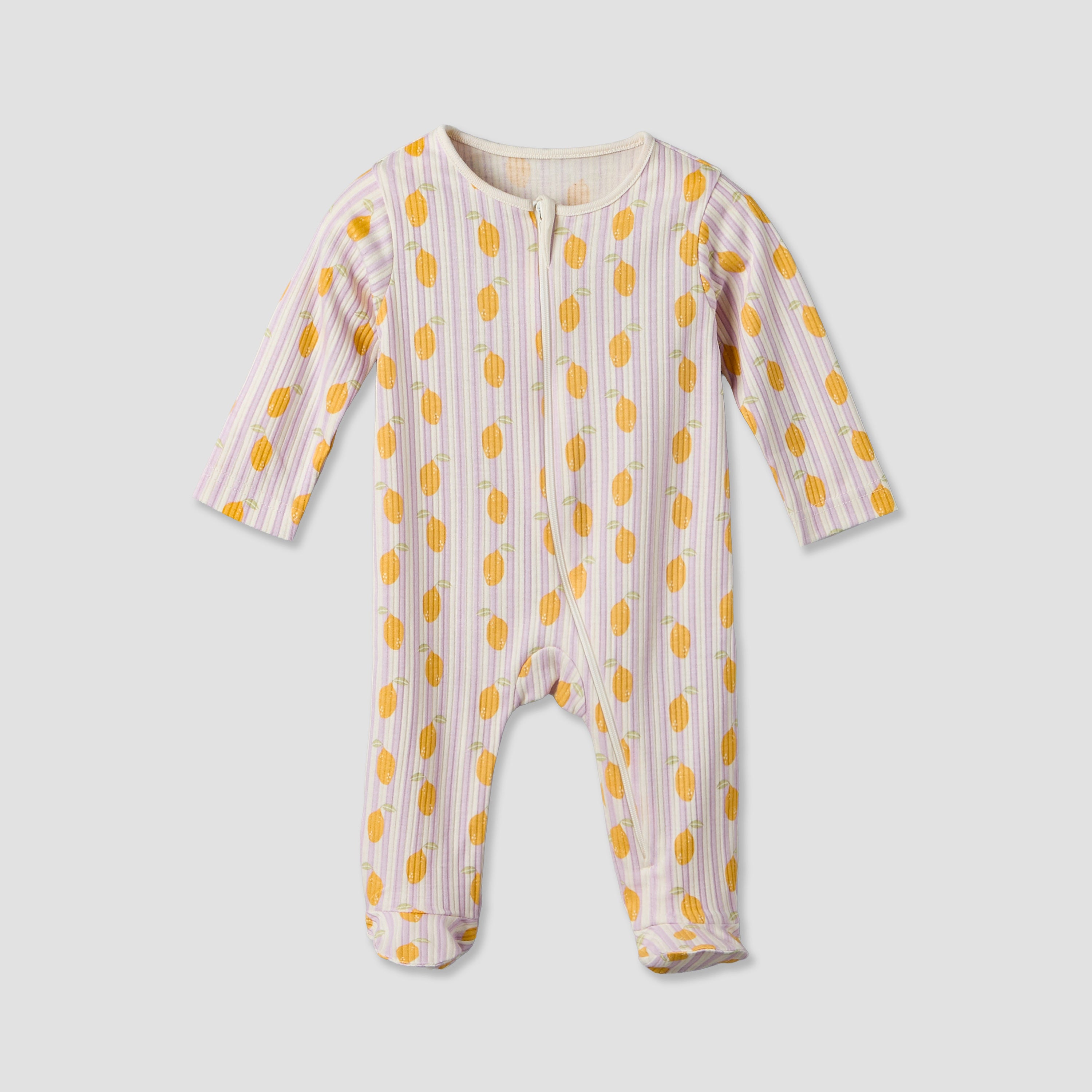 Pack of 3 Juniors Cotton Round Neck Long Sleeves Sleepsuit with Zip Closure