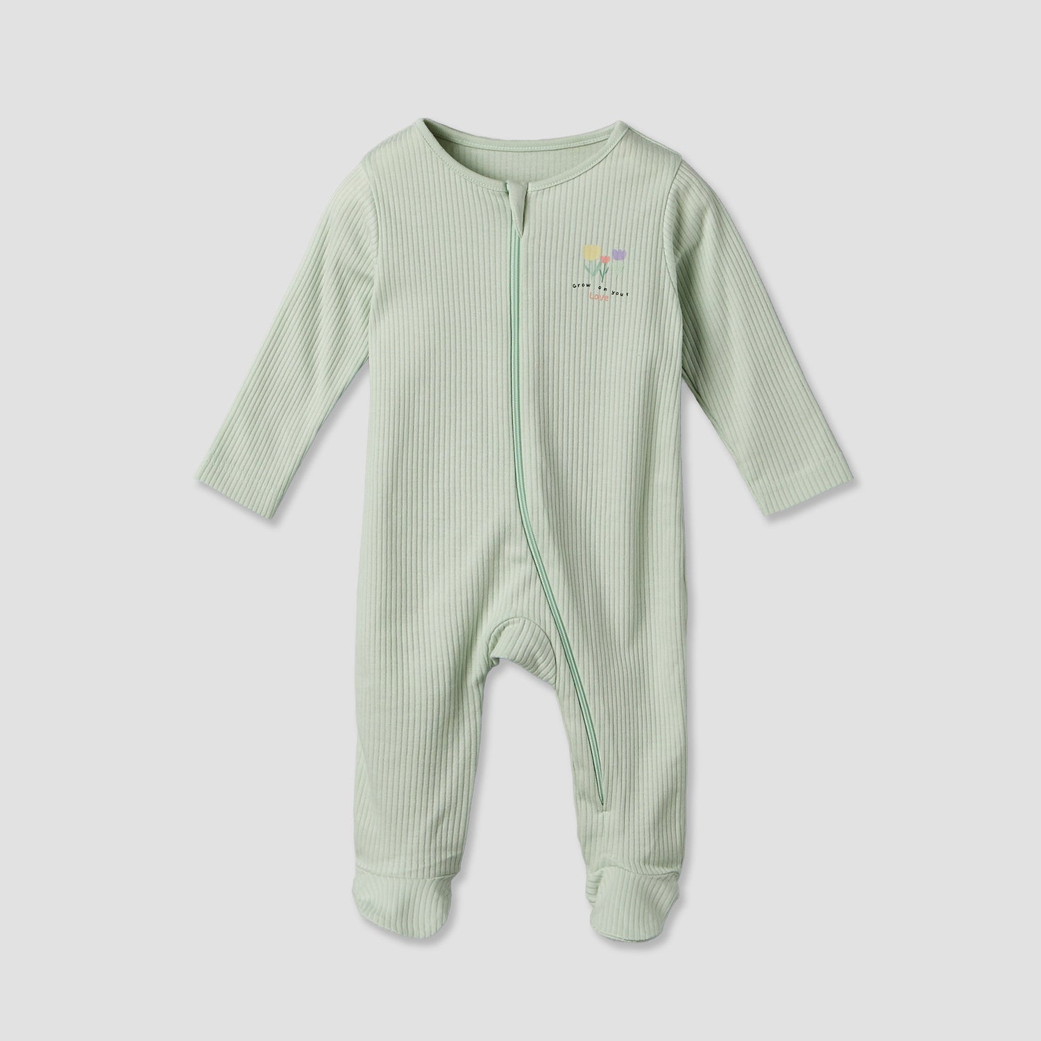 Pack of 3 Juniors Cotton Round Neck Long Sleeves Sleepsuit with Zip Closure