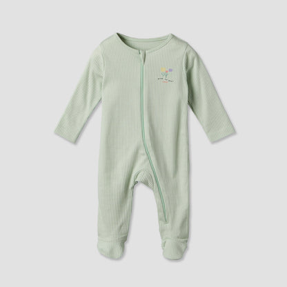 Pack of 3 Juniors Cotton Round Neck Long Sleeves Sleepsuit with Zip Closure