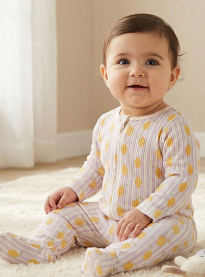Pack of 3 Juniors Cotton Round Neck Long Sleeves Sleepsuit with Zip Closure-baby-girls-clothing-nightwear-sleepsuits-image-2