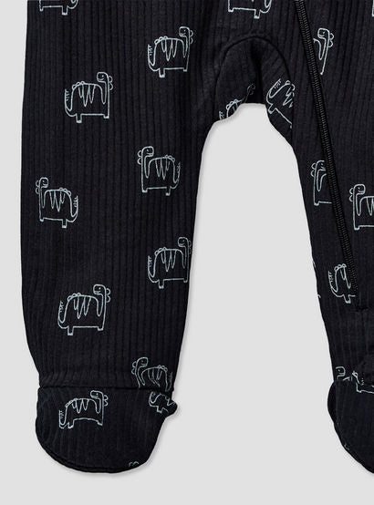 Pack of 3 Juniors Cotton Round Neck Long Sleeves Sleepsuit with Dinosaur Print-baby-boys-clothing-nightwear-sleepsuits-image-7