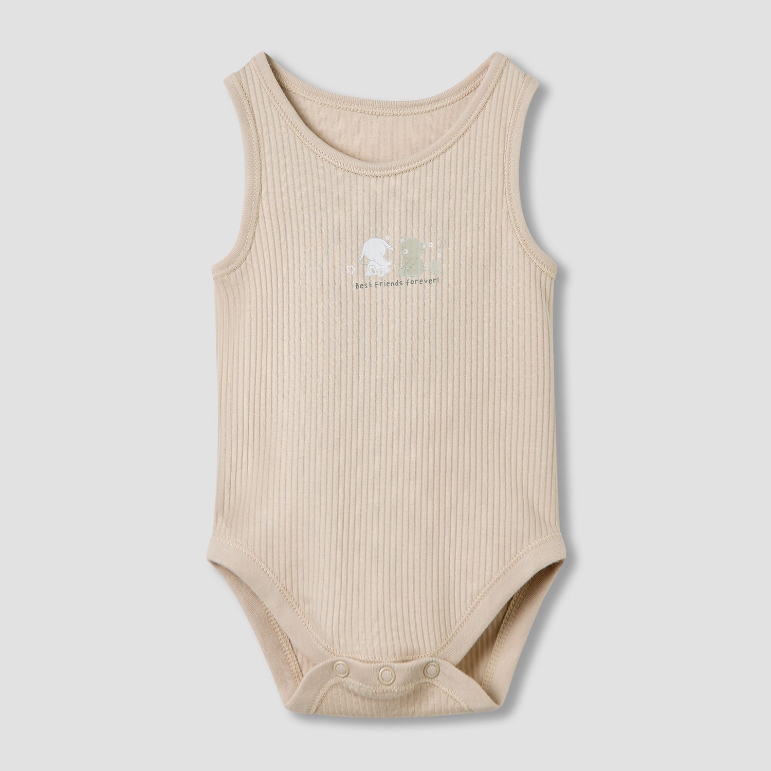 Juniors Round Neck Bodysuit with Snap Button Closure - Cotton - Sleeveless - Set of 5