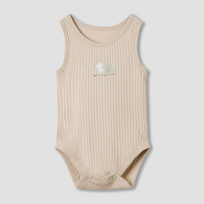 Juniors Round Neck Bodysuit with Snap Button Closure - Cotton - Sleeveless - Set of 5