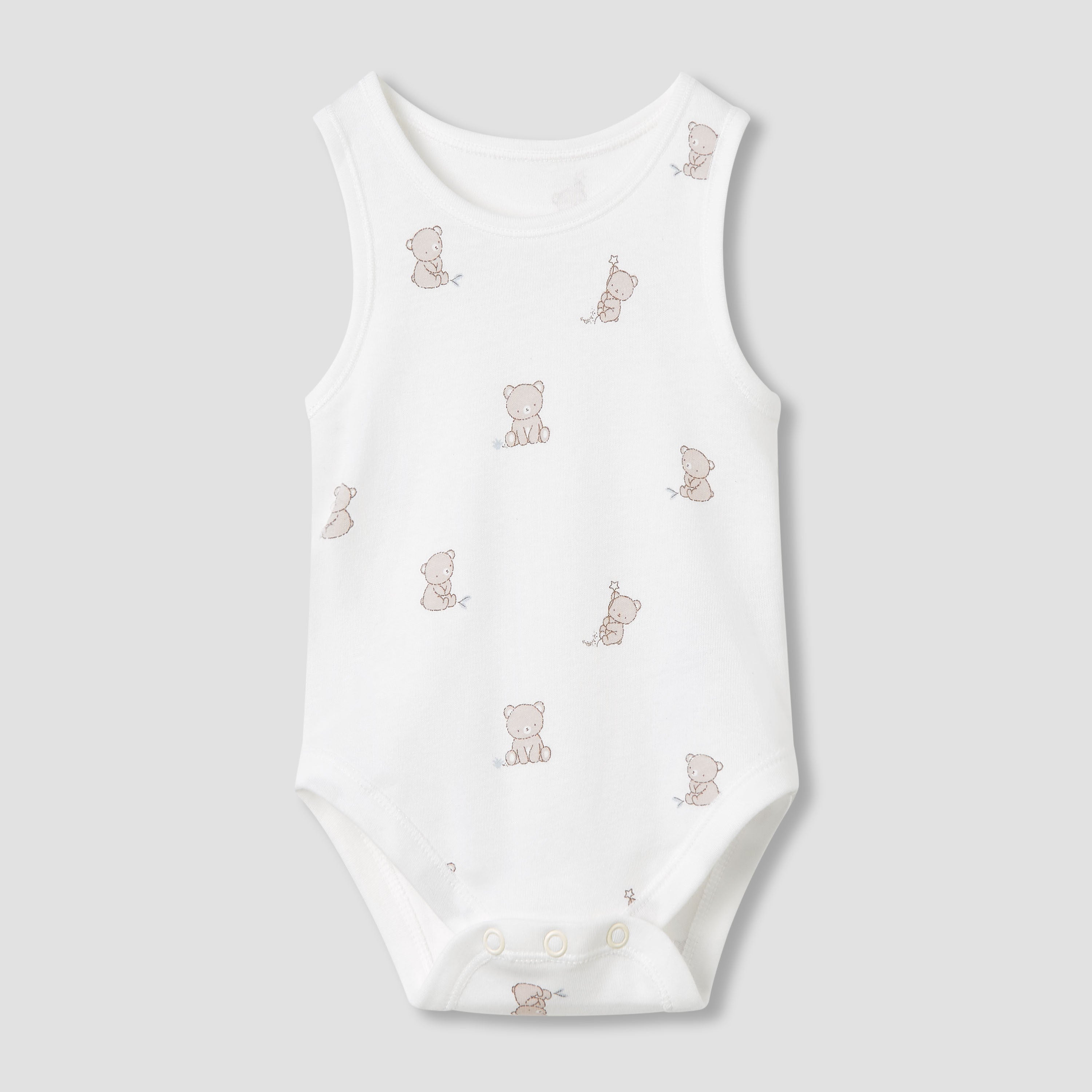 Juniors Round Neck Bodysuit with Snap Button Closure - Cotton - Sleeveless - Set of 5