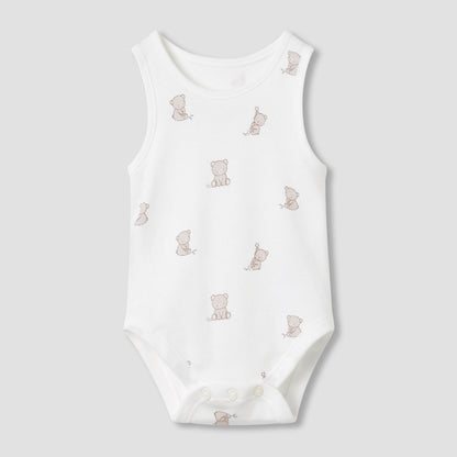Juniors Round Neck Bodysuit with Snap Button Closure - Cotton - Sleeveless - Set of 5