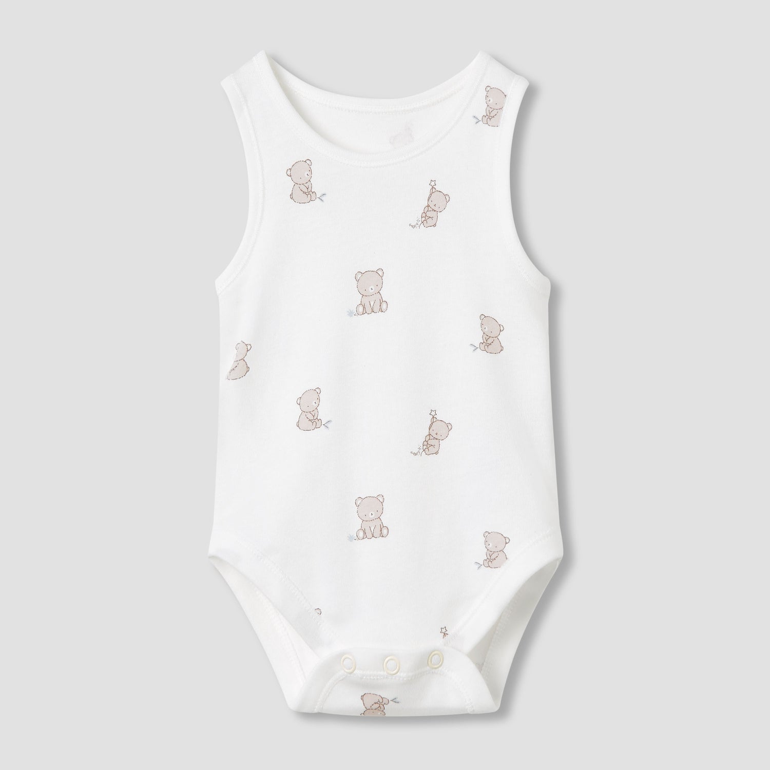 Juniors Round Neck Bodysuit with Snap Button Closure - Cotton - Sleeveless - Set of 5
