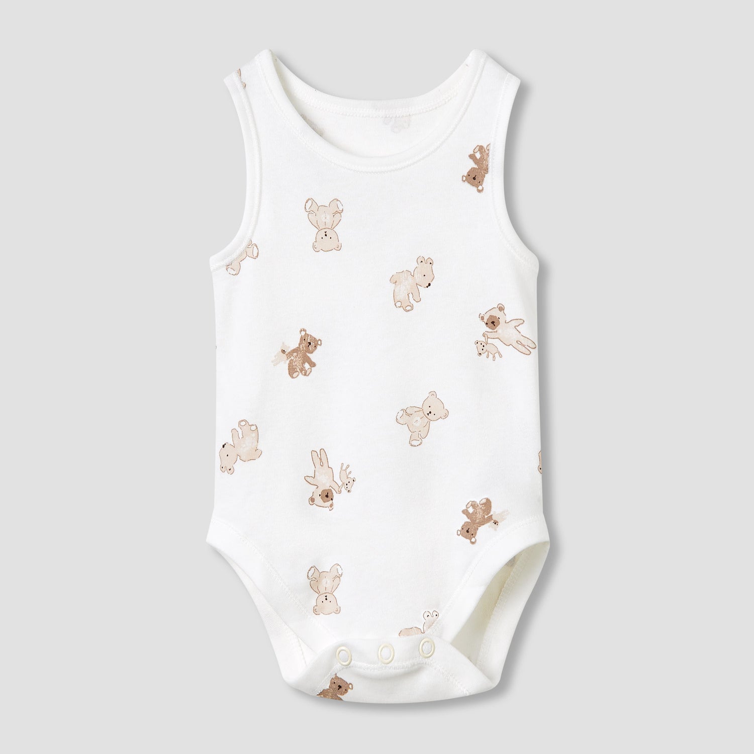 Juniors Round Neck Bodysuit with Snap Button Closure - Cotton - Sleeveless - Set of 5