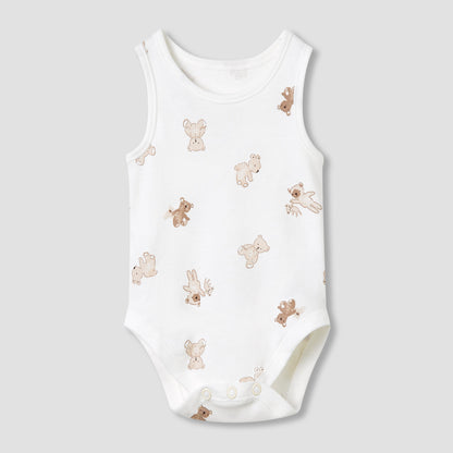 Juniors Round Neck Bodysuit with Snap Button Closure - Cotton - Sleeveless - Set of 5