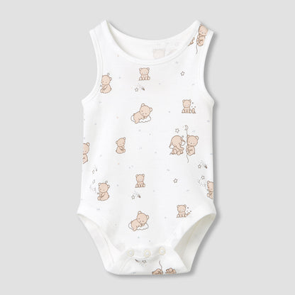 Juniors Round Neck Bodysuit with Snap Button Closure - Cotton - Sleeveless - Set of 5