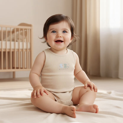 Juniors Round Neck Bodysuit with Snap Button Closure - Cotton - Sleeveless - Set of 5