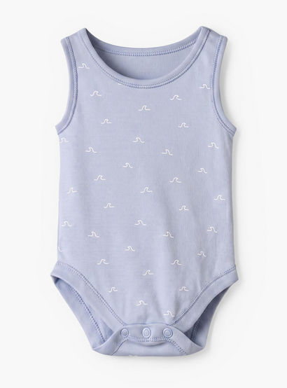 Pack of 5 Juniors Crew Neck Sleeveless Bodysuit with Nautical Print-baby-boys-clothing-bodysuits-image-6