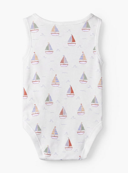 Pack of 5 Juniors Crew Neck Sleeveless Bodysuit with Nautical Print-baby-boys-clothing-bodysuits-image-8