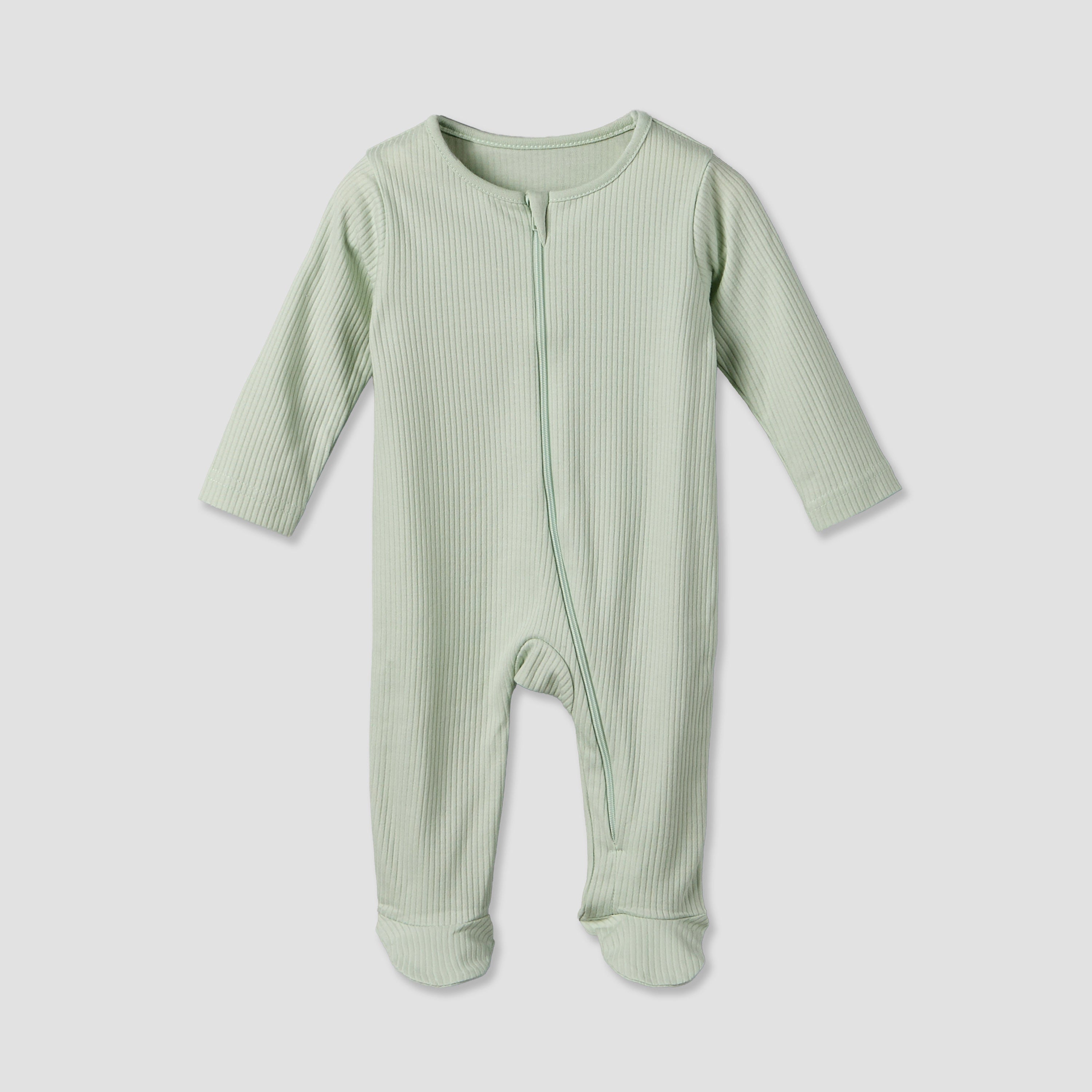 Pack of 3 Juniors Cotton Round Neck Long Sleeves Sleepsuit with Ribbed Design