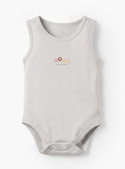Pack of 5 Juniors Crew Neck Sleeveless Bodysuit with Safari Print-baby-boys-clothing-bodysuits-image-4