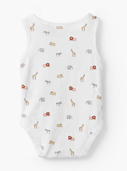 Pack of 5 Juniors Crew Neck Sleeveless Bodysuit with Safari Print-baby-boys-clothing-bodysuits-image-8