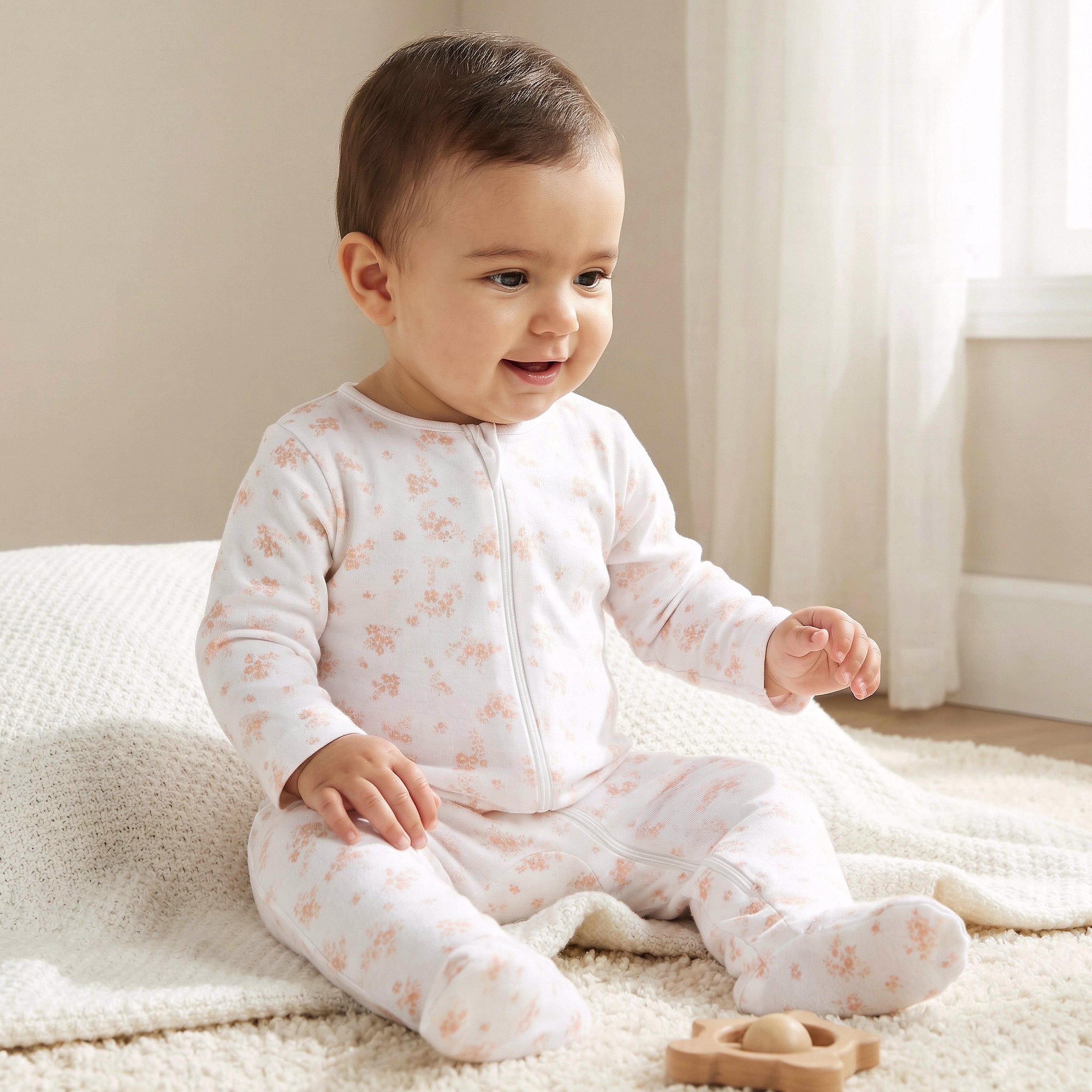 Pack of 5 Juniors Cotton Crew Neck Long Sleeves Sleepsuit with Assorted Print