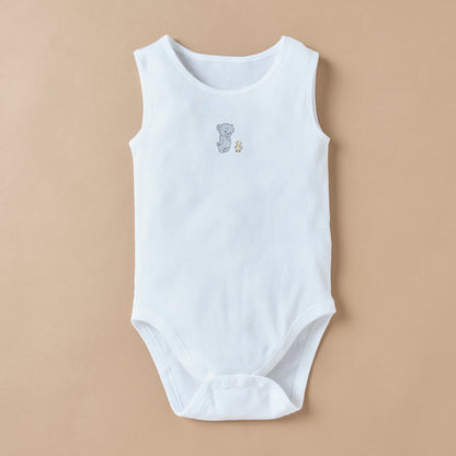 Juniors Bear Print Sleeveless Bodysuit with Snap Button Closure - Set of 5