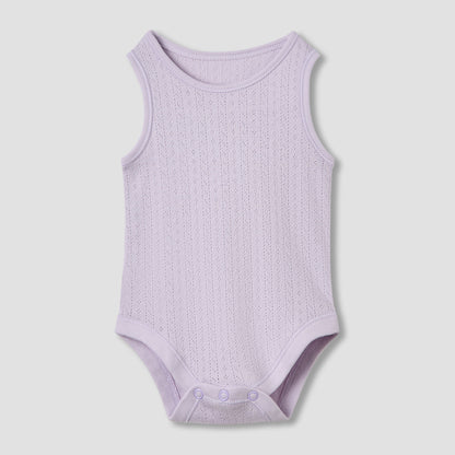 Juniors Round Neck Bodysuit with Texture - Cotton - Sleeveless - Set of 5